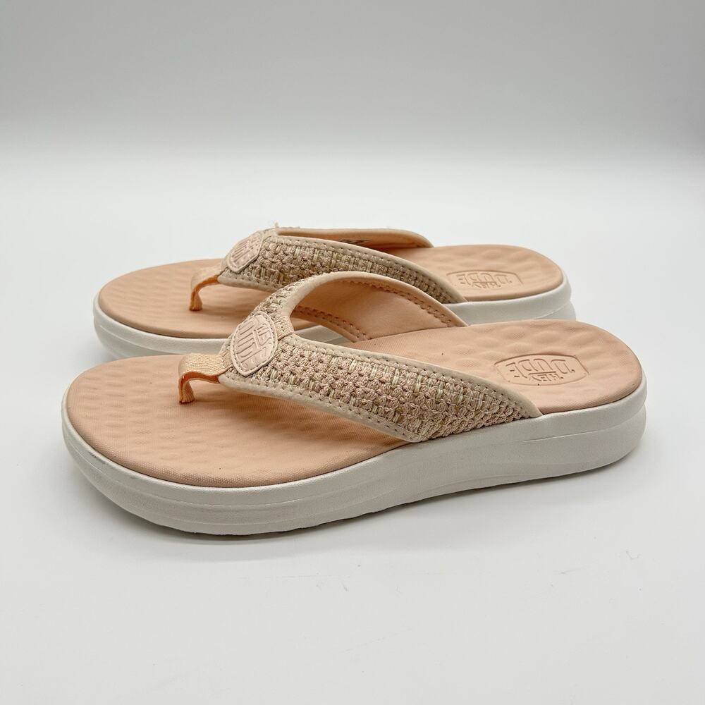 Hey Dude Women 10 Tide Flip Flops Thong Comfort Sandals Champagne White Beach